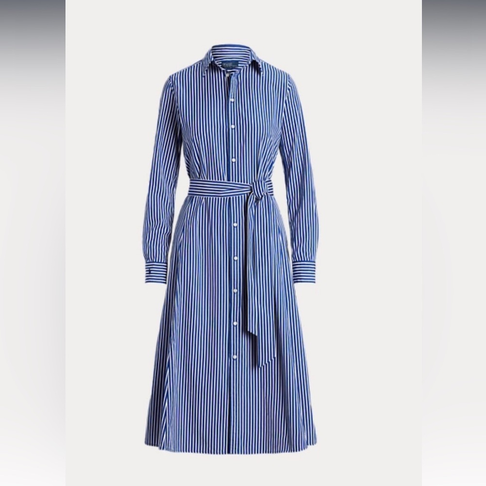 NWT Polo Ralph Lauren Belted Striped Cotton Shirtdress